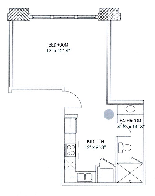 1 Bedroom, 1 Bathroom 505 floor plan
